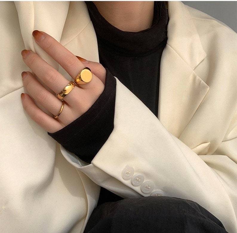 Rose Gold Color Pinky Signet Ring for Women ,Stamp Seal Ring Valentine's Day Gift