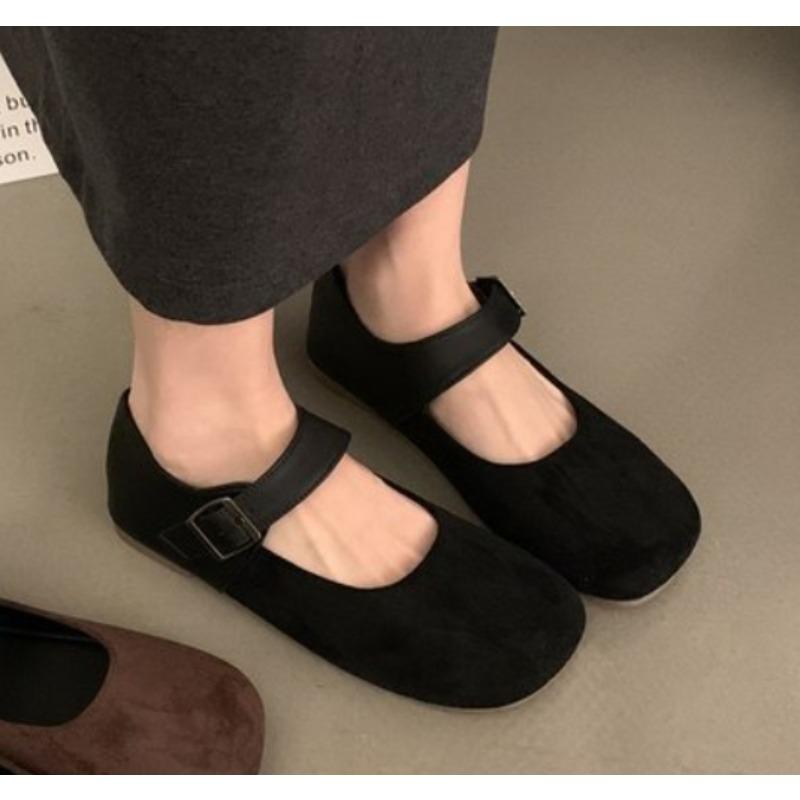 Fashion New Style Shallow Mouthed Flat Sole Single Shoe for Women Spring and Autumn Soft Sole Bean Shoes Round Toe Retro Mary Jane Shoes