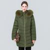 Women's stand-up collar large sweater cotton-padded jacket medium and long slim-fitting cotton-padded clothing, solid color zipper model thickened to