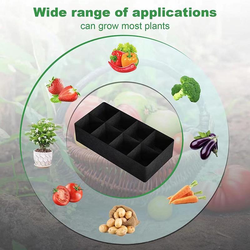 1/2/4/6/8 Holes Black Grow Bag Fabric Raised Garden Bed, Flowers And Vegetables Garden Grow Bags Rectangle Planting Nursery