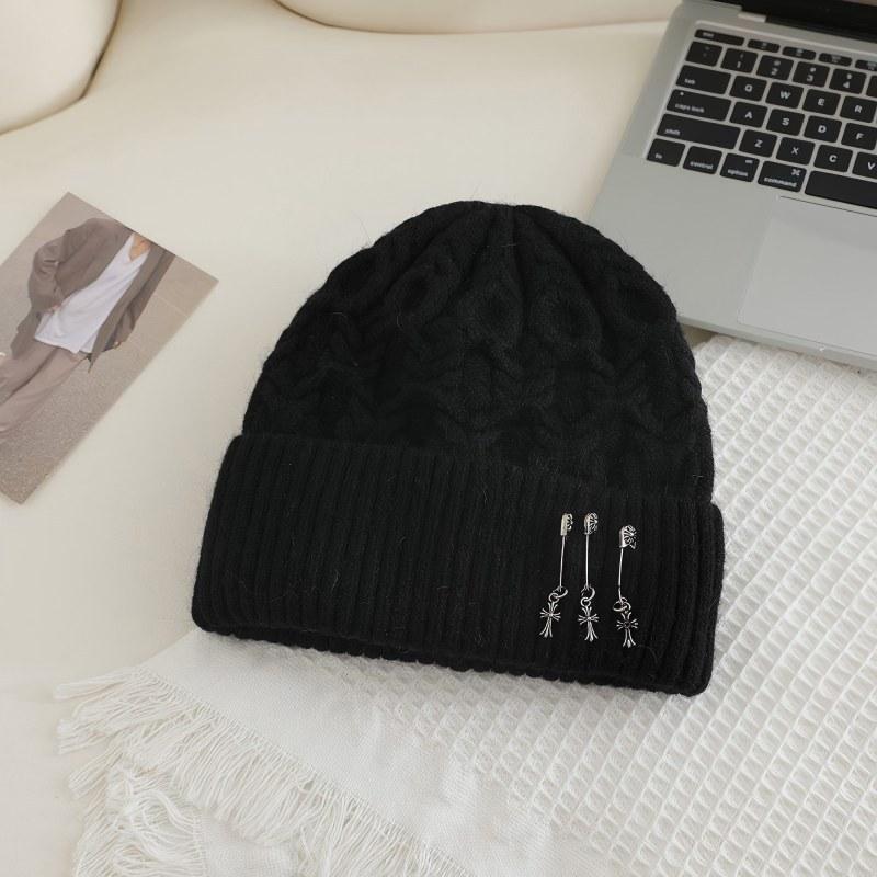 

Новая осенне-зимняя корейская шапка из мериносовой шерсти для женщин, милая вязаная шапка-пуловер, теплая, ветрозащитная, от холода One Size