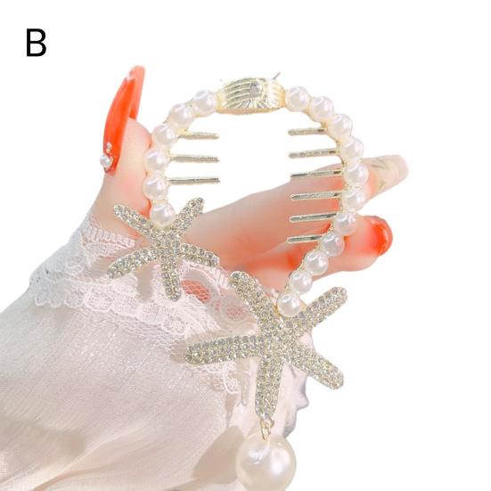 Elegant Flower Faux Pearl Tassel Hair Claw Shining Rhinestone Hair Clip Women Hair Barrette Girl Bun Hair Holder Fringe Hairpin Jewelry Hair