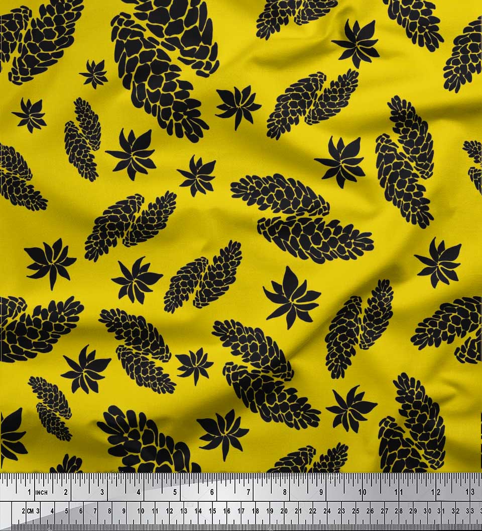 

Тканина Soimoi Orange Japan Crepe Satin Тканина зі зірками анісу та шишок Фрукти на метри 42 дюйма 42 Inch Wide - Poly Crepe жовтий