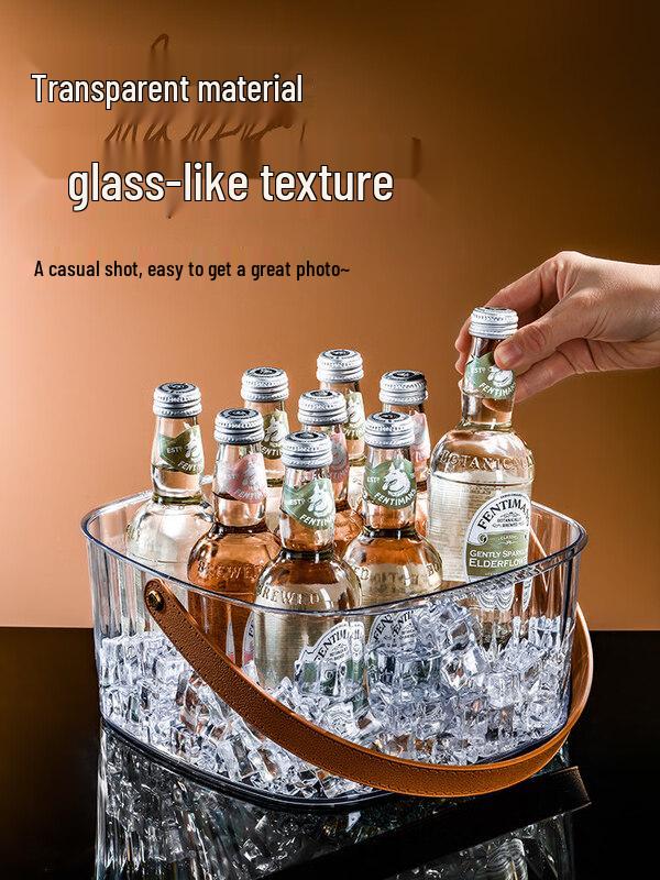 ZISIZ Transparent Glass Ice Bucket