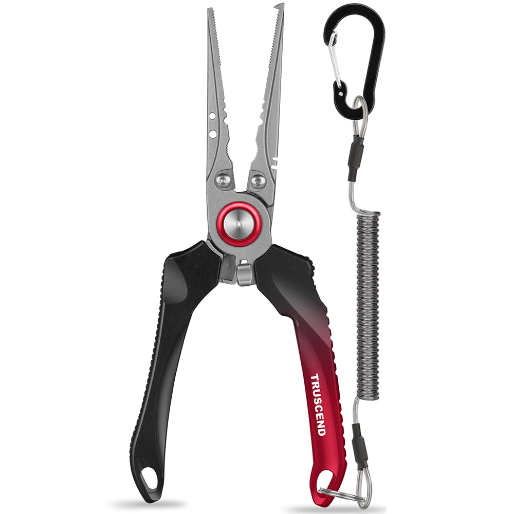 TRUSCEND Aluminum with Fishing Pliers with Safety PTFE Saltwater Hook Needle Line Stainless High (Truscend) [Aviation Lock] Rope, Coated,