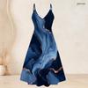 Women Plus Size Two Piece Set Marble Printed Short Sleeve Cardigan V Neck Strappy Flared Dress