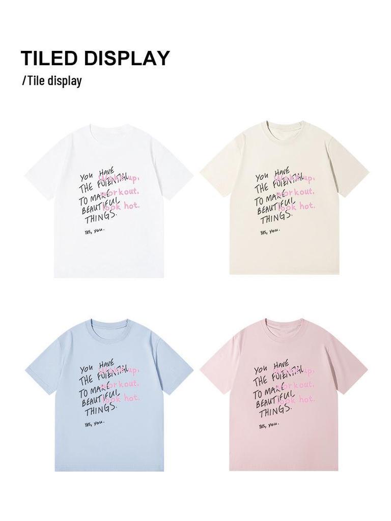 Trendy Women's Loose-Fit Cotton Short-Sleeve T-Shirt with Chic Print Design