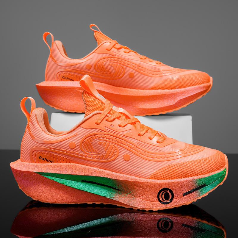 

Четыре сезона Новый стиль Мужские кроссовки для бега Обувь Обувь для улицы Амортизация Соревнование Нескользящая Пара для джоггинга Дышащие кроссовки 44 оранжевый