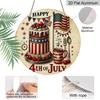 2D Flat, 1pc Round Aluminum Hanging Sign, Happy 4th Of July Patriotic Cake & American Flag Design, Vintage Independence Day Wall Decor, Perfect for