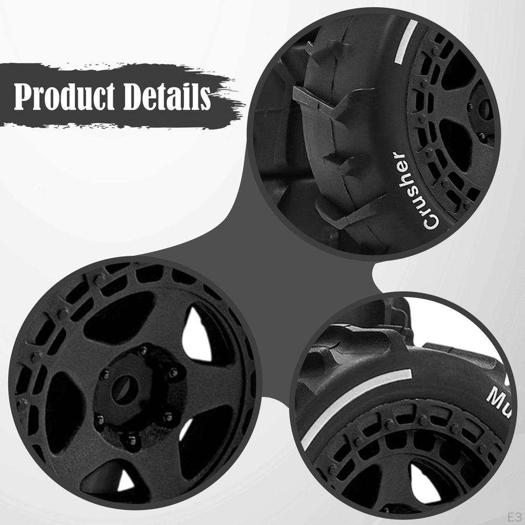 4 Pieces All Terrain RC Wheels Replacement 2.8x1inch for 1: 14 Scale Sturdy Accessory Easily Install