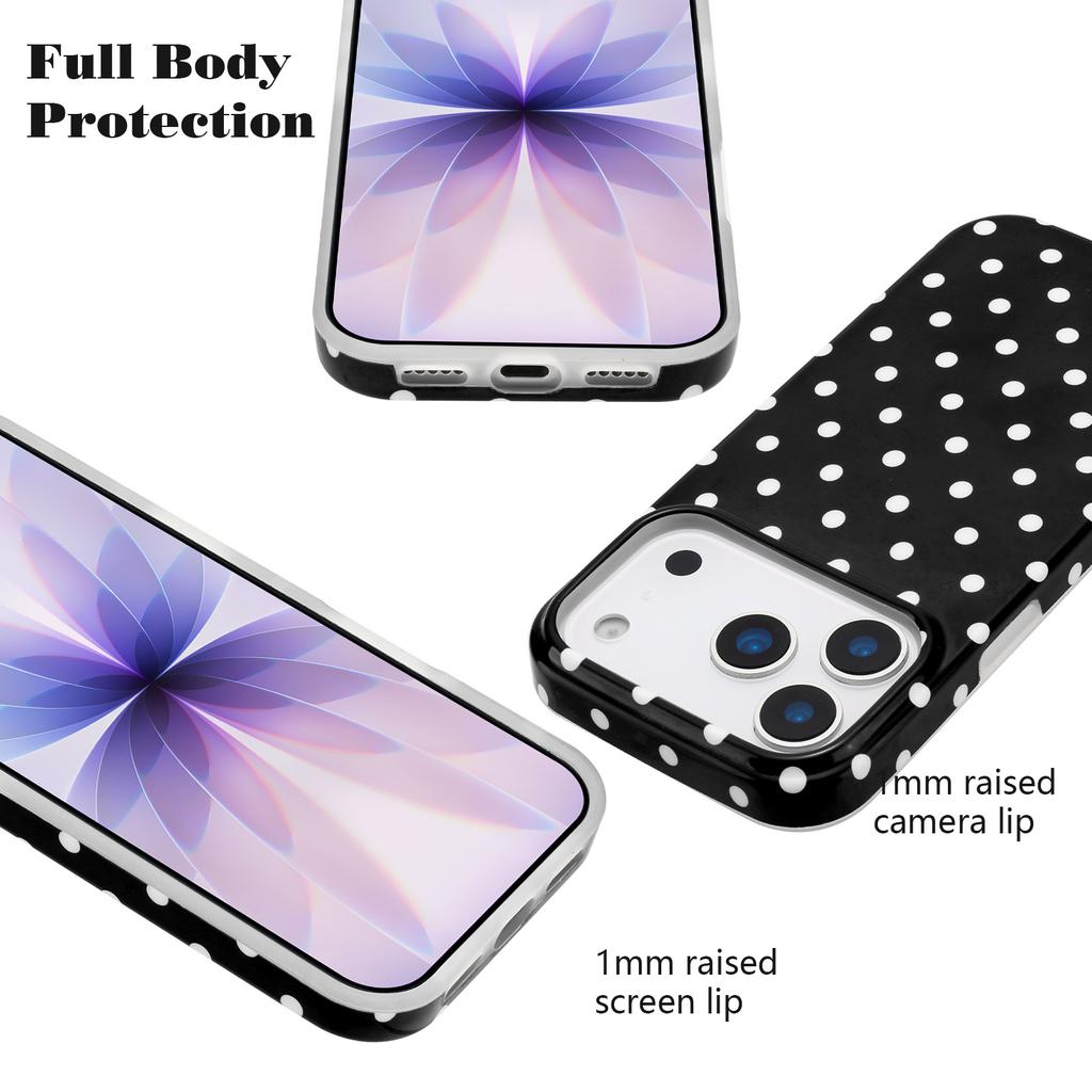 Coque pour iPhone 17 Pro Max Design à Pois Housse Arrière de Téléphone en TPU IMD