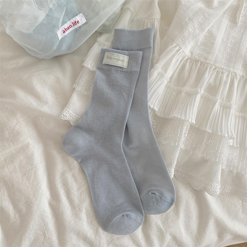 

Летние носки-трубы без косточек с бантом и сеткой для девочек 1 pair синий