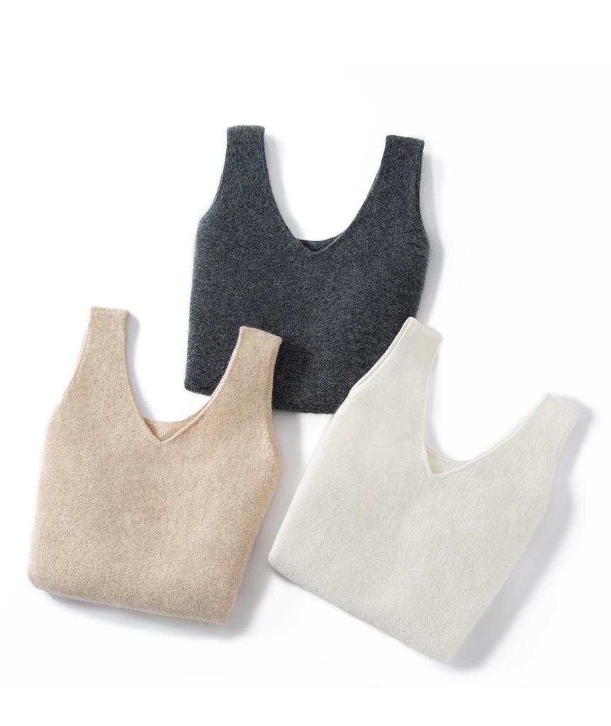 Women's 100% Pure Cashmere Knit Vest - Sleeveless Warm Waistcoat for Autumn/Winter