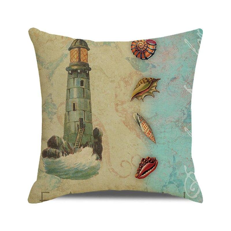 45x45 Cm Starfish Beach Chair Sailboat Slippers Print Pillowcase Upholstery Pillowcase Nautical Style Cushion Cover