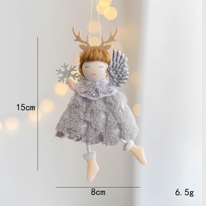 Christmas Plush Angel Girl Pendant Christmas Angel Decoration Desktop Ornament White Pink Angel Pendant New Year 2025