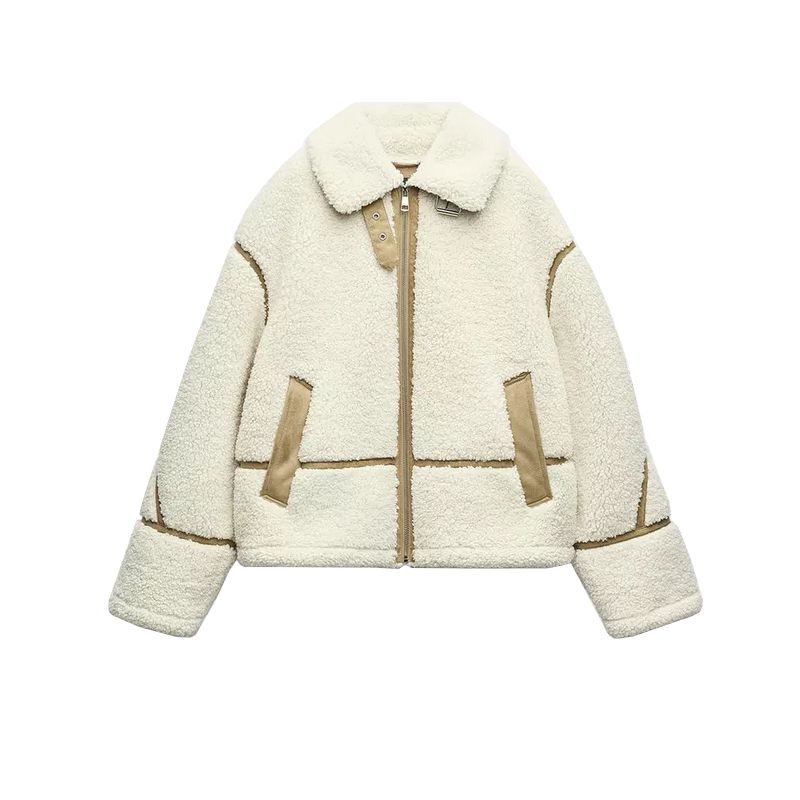 Fall and Winter New Women's Clothing K-style Loose Fleece Double-Sided Long Sleeves Lapel Short Jacket Outwear 6318267