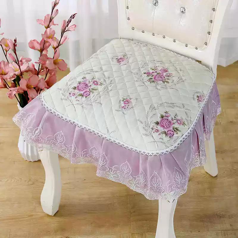 2pcs European Royal Luxury Lace Chair Cover Cushion Stool Seating Washer Mats Seat Cushions Dining Chair Case Pad Home Decor