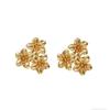 Petal Flower Metal Stud Earrings Women European American Niche High End Daily Jewelry Gift
