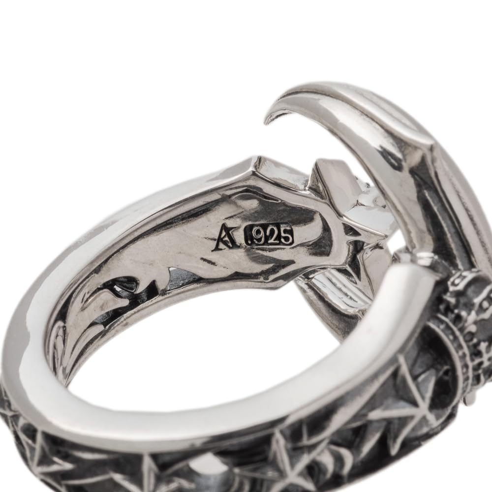 Artemis Kings Crescent Moon Free Size Silver Brand Silver 925 Ring, (AKR0071), Men's Accessory, Jewelry, Ring,