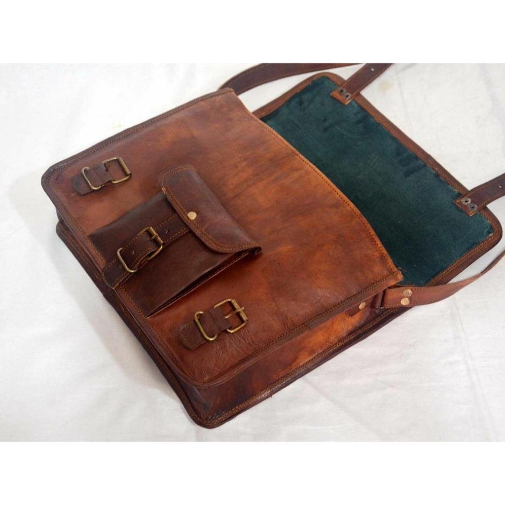 Kozí kůže Messenger aktovka Laptop Pánská kabelka Taška přes rameno Hnědá Nové