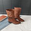 Autumn and winter new retro platform women's versatile casual medium boots comfortable women's shoes thick heel short boots