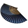 [Hana Kanzashi] Męski wachlarz składany z wzorem liścia konopi, 22 cm, Tkanina bawełniana, Pojedynczy wachlarz, Duży, Niebieski, Wzór liścia konopi (Granatowy, 3008)