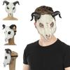 Antelope Halloween Mask PU Leather Goat Horn Mask Gothic Halloween Bloody Skull Mask  Costume Props