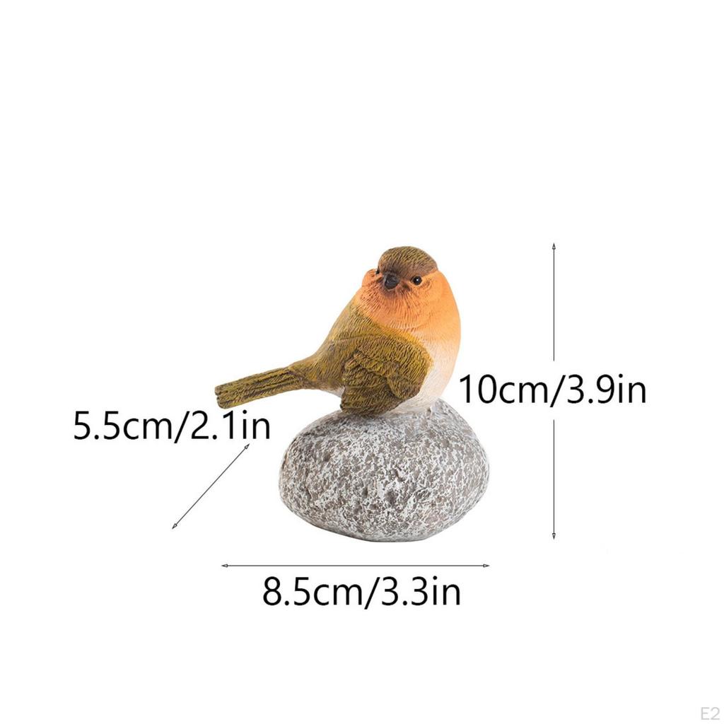 Bird Figurine with Stone Base Tabletop Sculpture Compact Decor