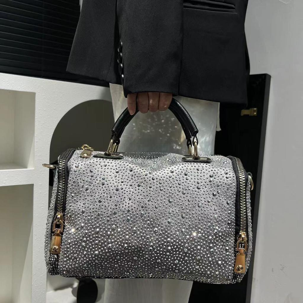 Women'S Retro Leopard Print Diamond Jewelry Handbag Large Capacity Trendy Personalized Shoulder Bag