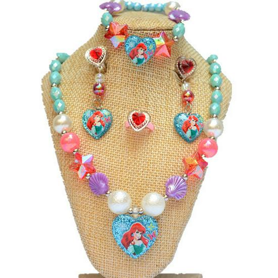 Frozen Princess Kids' Necklace & Bracelet Gift Set for Christmas or Birthday