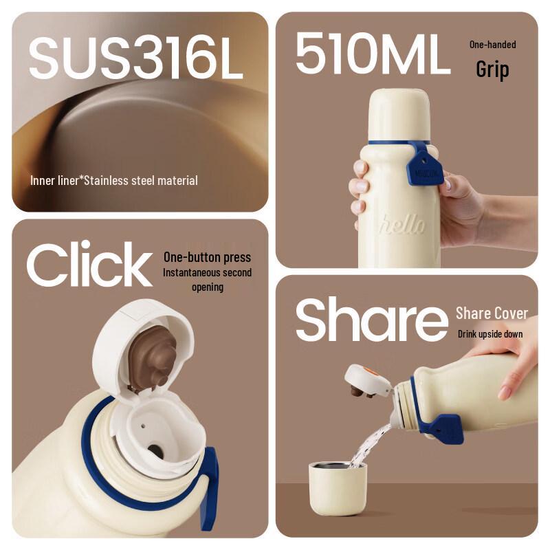 HOLOHOLO Insulated Straw Water Bottle