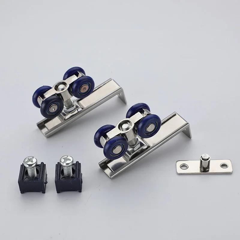2 pz/set Porta Scorrevole A Rullo Hardware Porte Scorrevoli Puleggia 4 Ruote Casa Camera Porta In Legno Ruote Appese Binario Puleggia