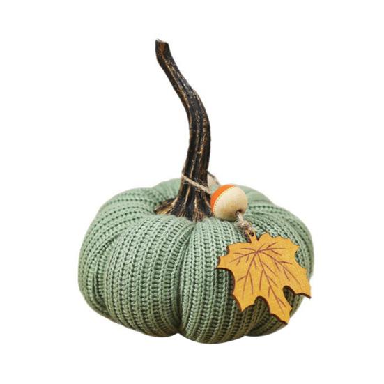 Mini Strikkede Gresskar Skrivebordspynt Høststoff Kunstige Gresskar Håndverk for Høst Takkefest Innhøstingsfestival Halloween Hjemmedekor
