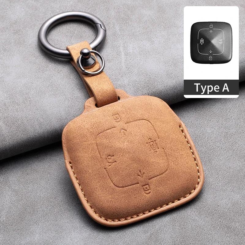 

Leather 4 Buttons Car Remote Key Case Cover For Zeekr 001 X For Zeekr 001 009 Full Protector Fob Keychain