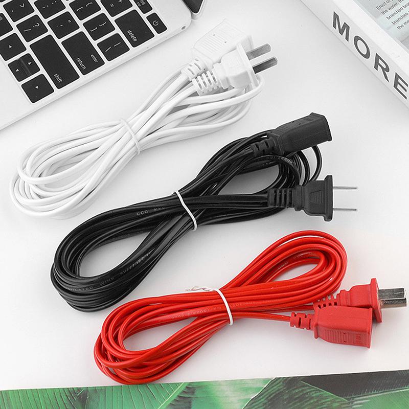 Ac Power Cord White Black Red Line With On/Off Switch Button Cables Wire Two-Pin Plug Cable Extension Cords Adapter