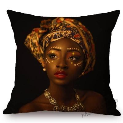 Fashion African Black Woman Girl Luxury Elegant Home Decorative Sofa Pillow Case Beauty Salon Decoration African Cushion Cover
