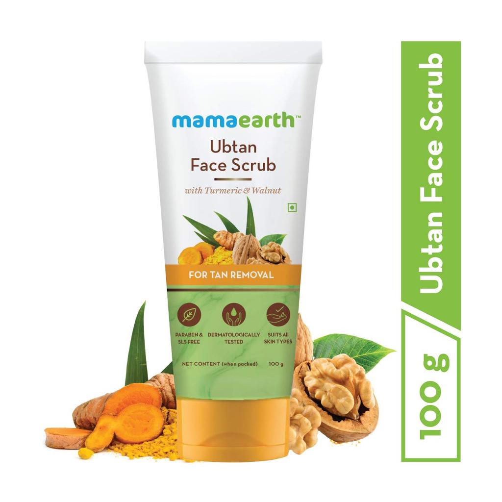 Mamaearth Ubtan Face Scrub With Turmeric & Walnut For Tan Removal | Gently Exfoliates & Brightens Skin | Suitable For All Skin Types | 100g