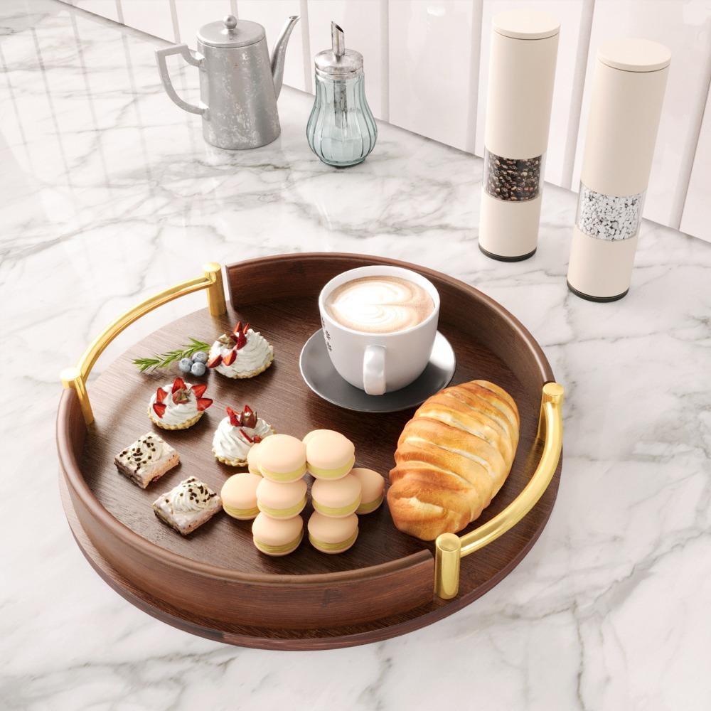 Simple Style Fruit Tray Round Food Plate Practical Light Luxury Tea Set Tray Afternoon Tea