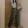 Women's Red Plaid Casual Wide-Leg Pants - Spring Collection
