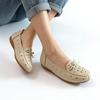 Printemps Été Femmes Mocassins en Cuir à Enfiler Plats Respirants Décontractés Chaussures de Marche Conduite Doux Confort Grande Taille 42