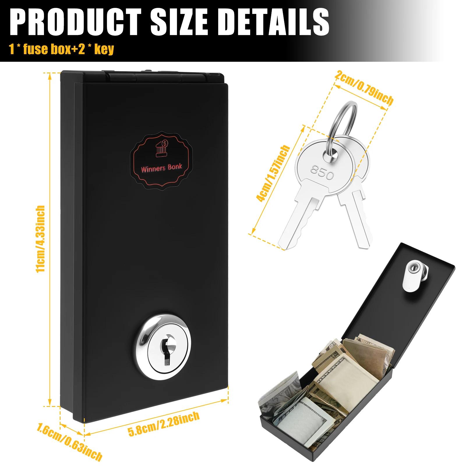 Portable Metal Cash Box Lockable Small Pocket Money Box with 2 Key Reusable Casino Cash Box for Business Cash/Money/Jewellery