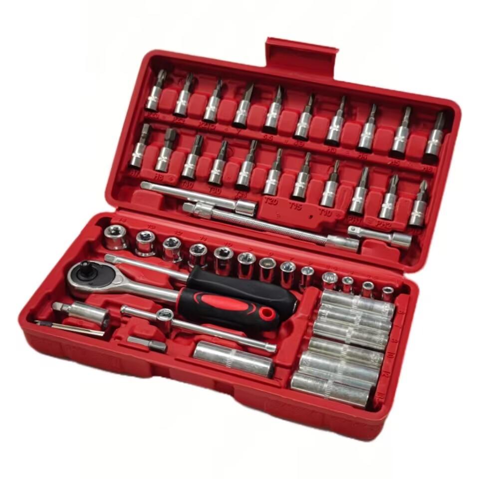 53Pcs Socket Ratchet Wrench Set with Bit Socket Set, Reversible Ratchet, Mechanics Tool Set for Automotive Repair (Red,Hand Tool Kits&53pcs) красный