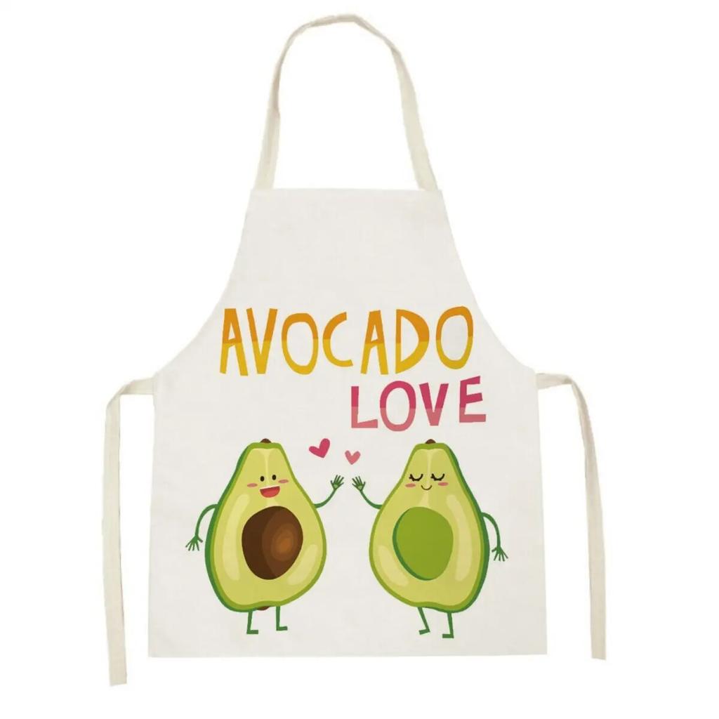 Avocado Burger Pattern Apron Cotton Linen Ladies Home Cooking Cleaning Barbecue Apron Restaurant Sleeveless Apron
