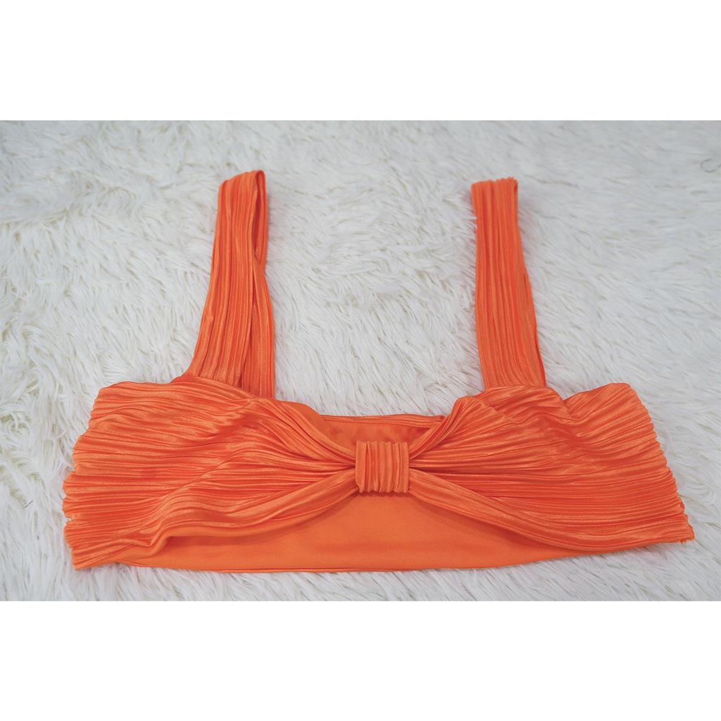 2023 European & American Pleated Backless Camisole and Ruched Skirt Set