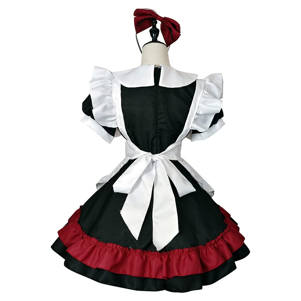 Maid Halloween Cosplay Gothic Lolita Plus Costume for School 4XL [FULINE] Costume, Wine, Costume, Cute, Dress, Size, Festivals, Red,