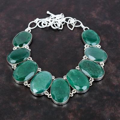 Facettierte sambische Smaragd Halskette Edelstein Schmuck 925 Sterling Silber Halskette Verstellbare Kette Halskette Geschenk für Frau Handgefertigter Boho Schmuck