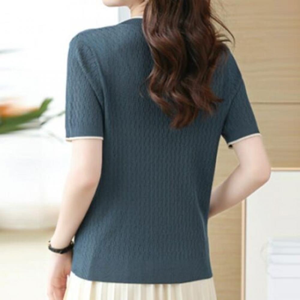 Navava Ice Cool Punching Round Neck Short Sleeve Knit Nk3050
