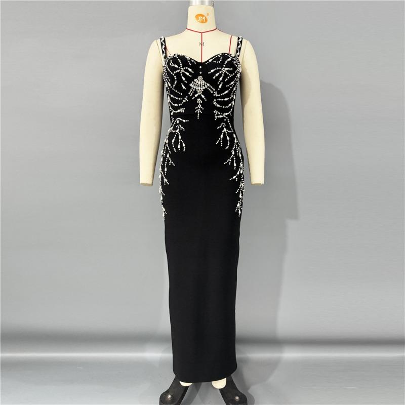 New Order Diamond Suspender Bandage Dress Sexy Slim Sleeveless Dress Fashion Halter Party Dress