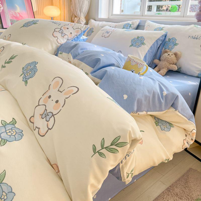 Sleep Grid 12868 Cotton Printed Four Piece Set