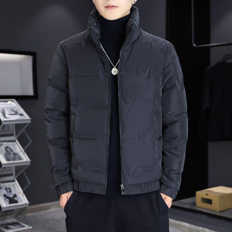 Men's Warm Down Jacket - New Style, Letter Pattern, Stand Collar, Versatile, Trendy, Lightweight Winter Fashion.